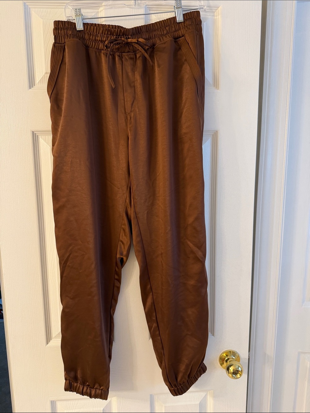 Melissa Nepton Women’s Brown Satin Jogger Pants Size Medium
